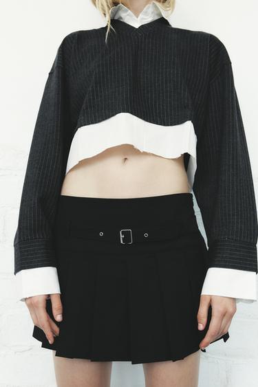PLEATED SKORT WITH BELT - Black by Zara