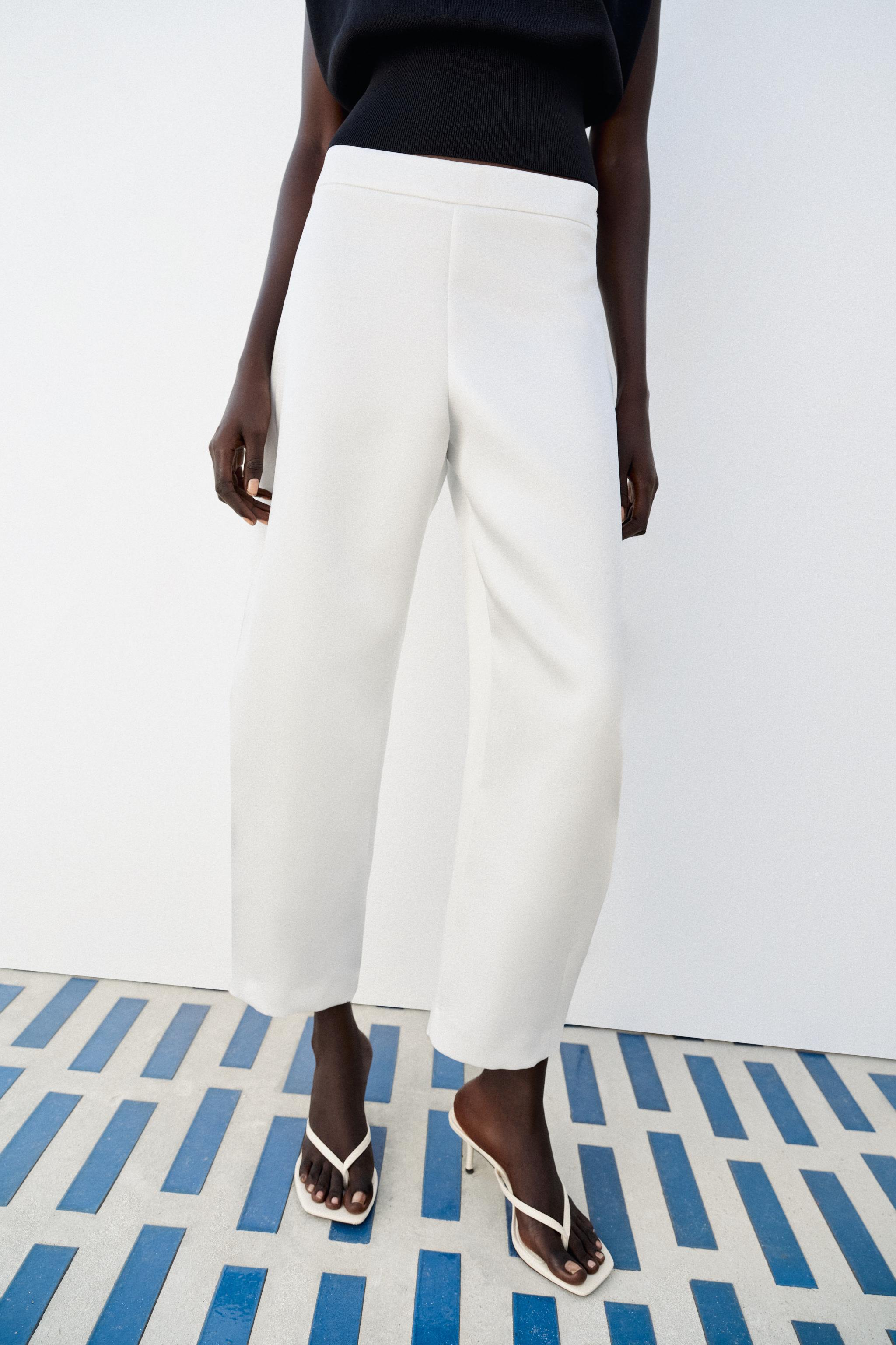SATIN BARREL PANTS — Oyster-white