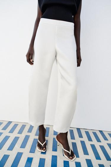 SATIN BARREL TROUSERS - Oyster-white by Zara