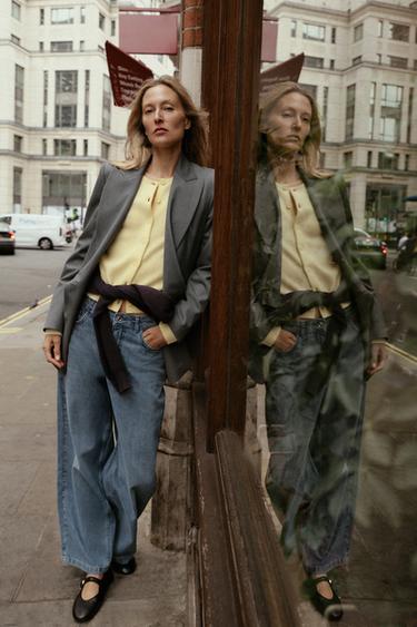 100% WOOL LONG SLEEVE CARDIGAN - Light yellow by Zara