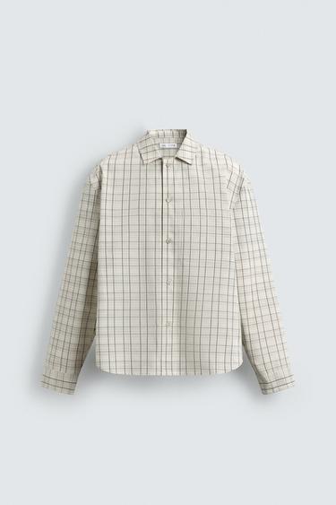 TEXTURED CHECK OVERSHIRT - Oyster-white by Zara