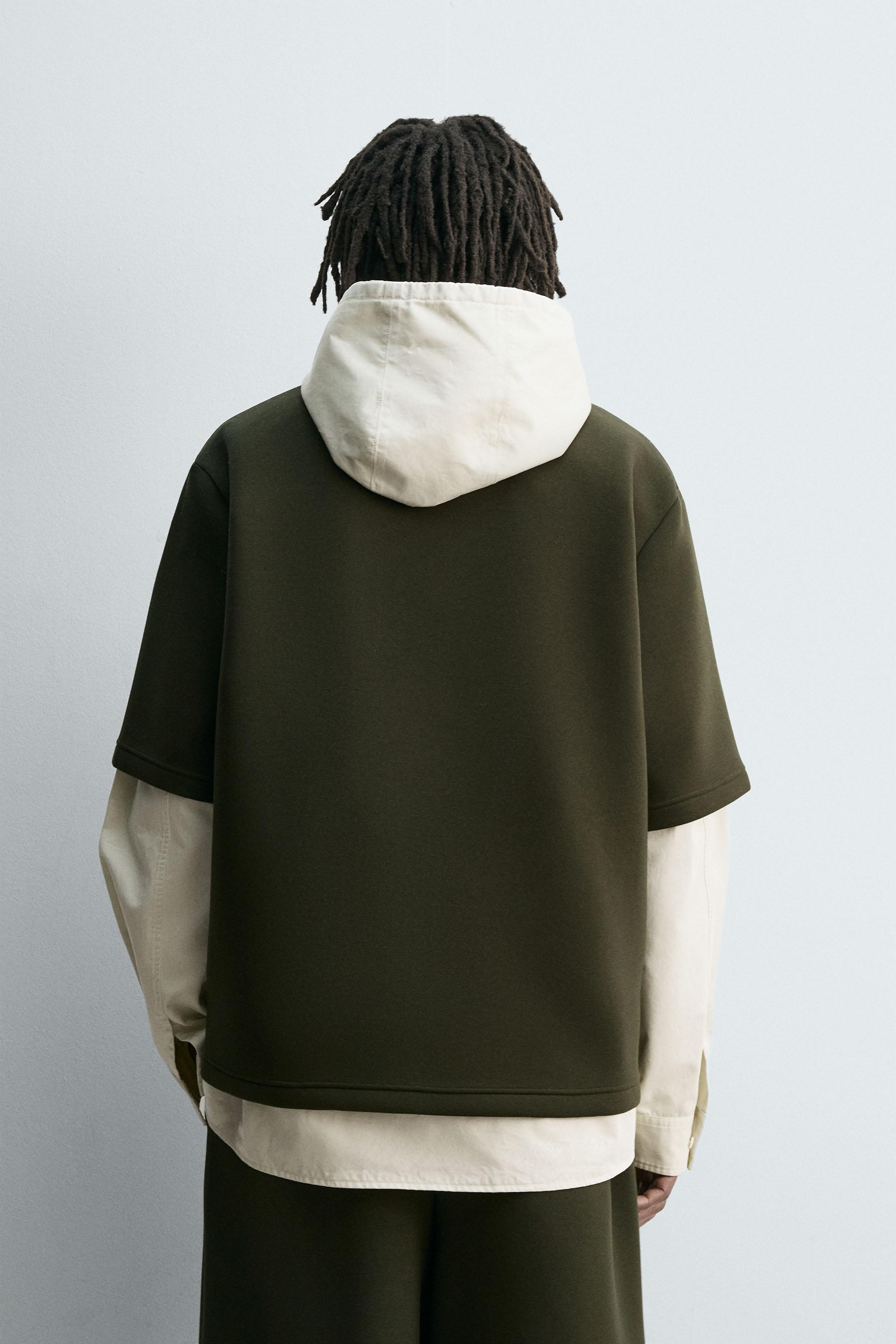 STUDDED NEOPRENE EFFECT SWEATSHIRT - Dark green | ZARA