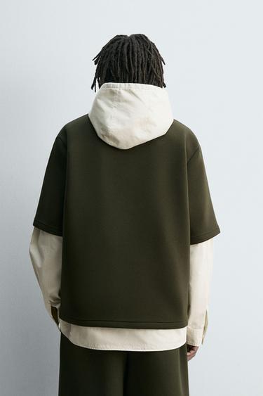 STUDDED NEOPRENE-EFFECT SWEATSHIRT - Dark green by Zara - Image 2