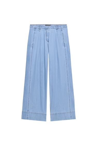 JEANS Z1975 WIDE LEG TIRO MEDIO PINZAS - Azul medio de Zara