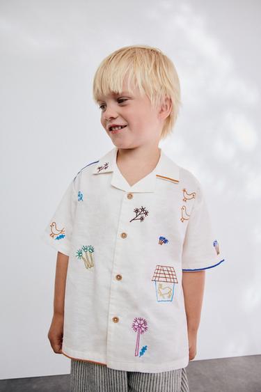FARM EMBROIDERY SHIRT - Ecru by Zara