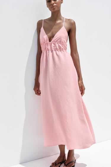 VESTIDO MIDI FLUIDO - Rosa tiza de Zara