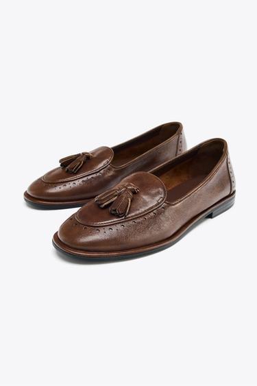 LEATHER TASSEL LOAFERS - Brown by Zara - Image 3