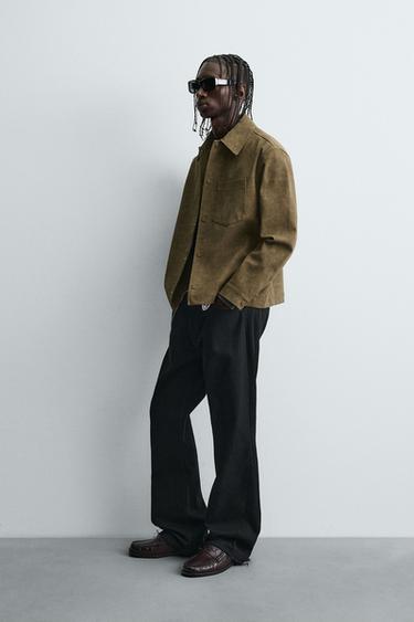 BOXY FIT FAUX SUEDE OVERSHIRT - Ochre by Zara - Image 3