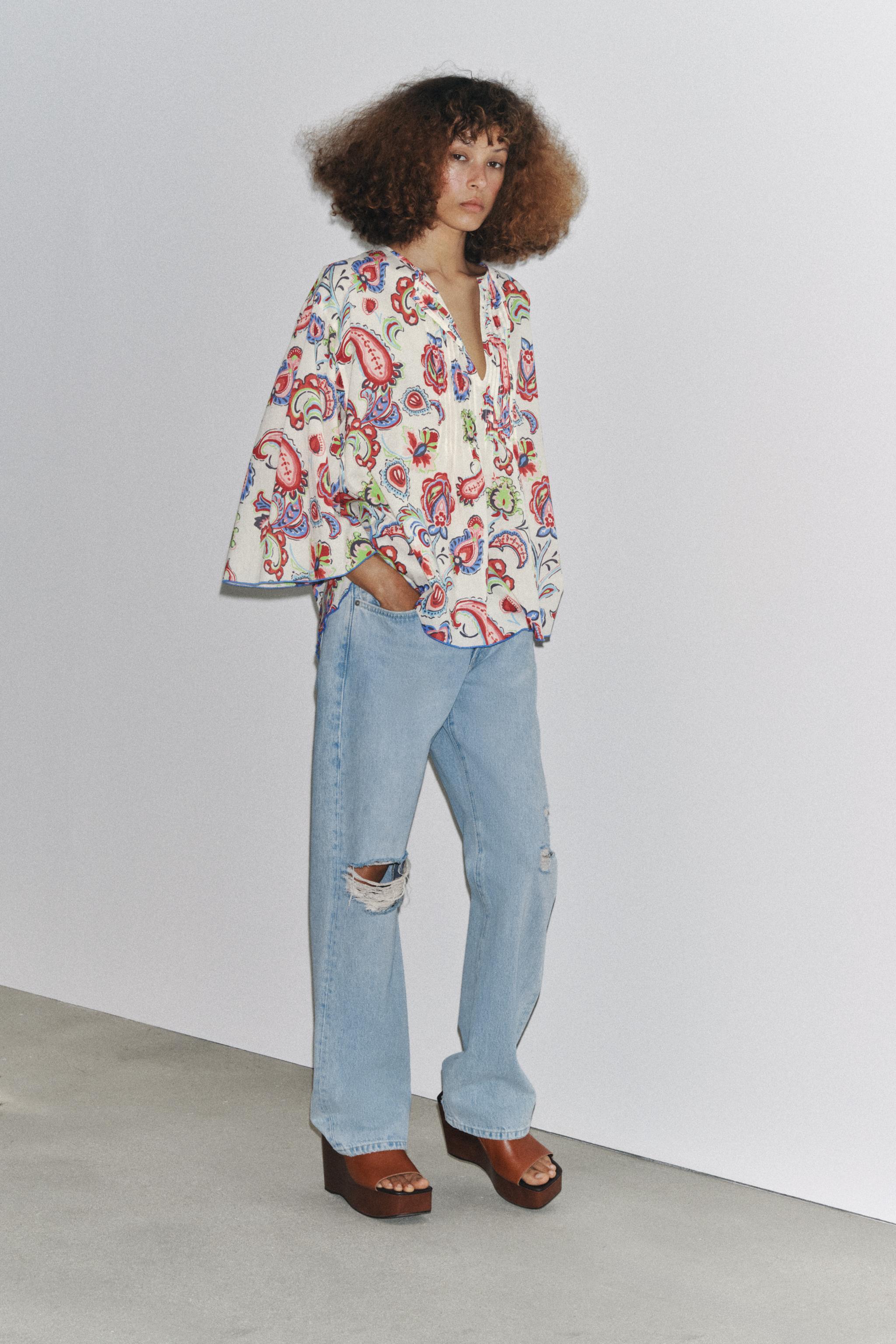 ZW COLLECTION プリント柄シャツ - ホワイト/レッド | ZARA