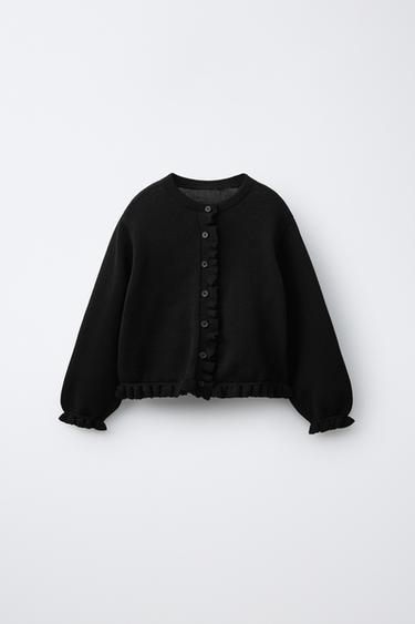 ÁO KHOÁC DỆT KIM RÁP BÈO NHỎ - Màu đen từ Zara