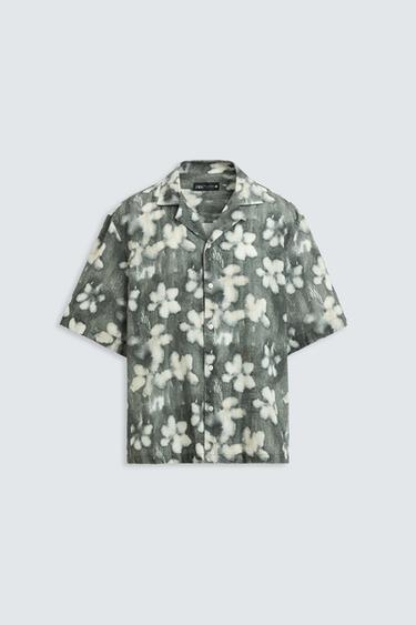 ABSTRACT FLORAL PRINT SHIRT - Greys by Zara