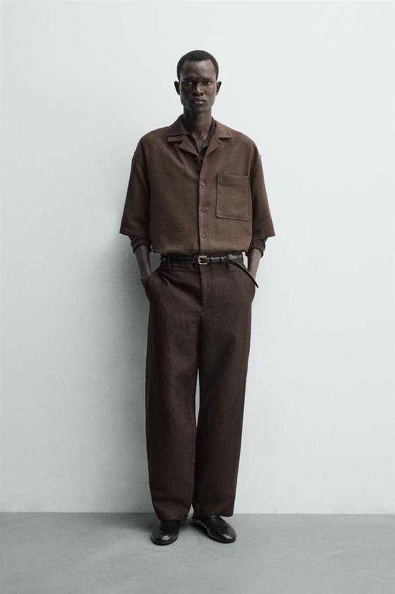 CAMISA BOXY FIT COM ESTRUTURA - Marrom da Zara - Imagem 0
