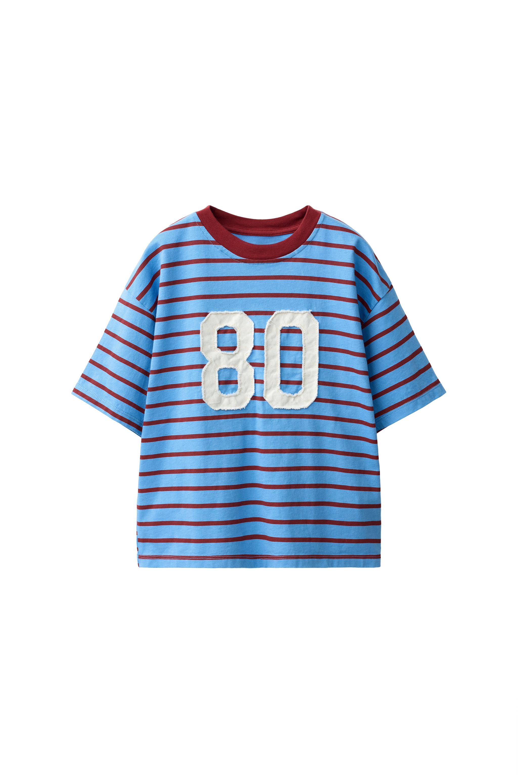 ÇİZGİLİ NUMARA YAMALI T-SHIRT - Açık mavi | ZARA Türkiye / Turkey