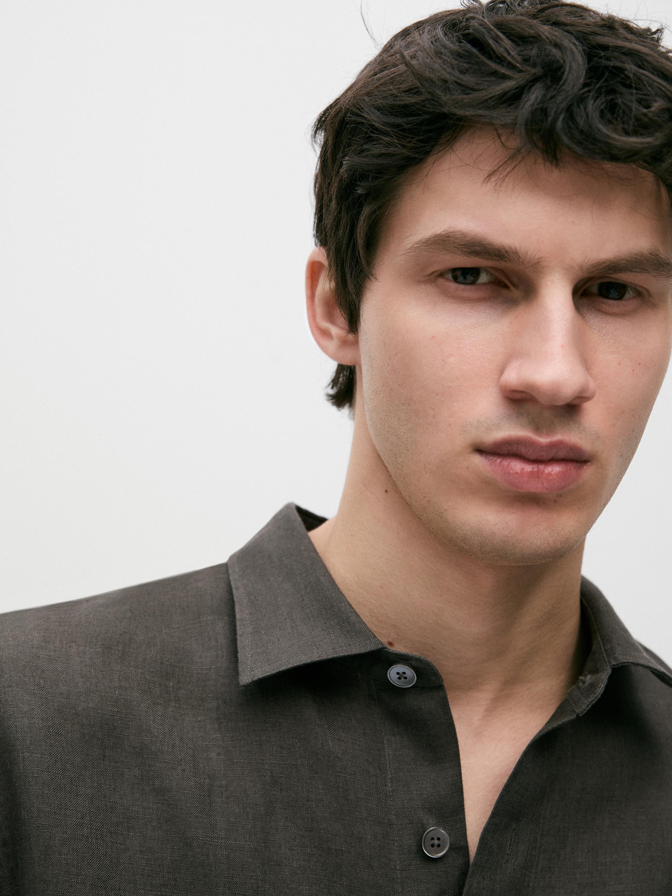 Regular fit 100% heavy linen shirt
