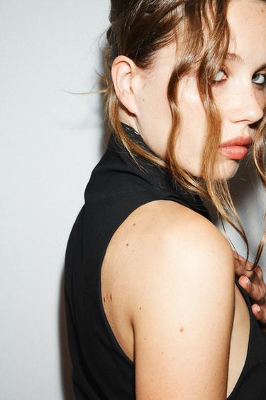 TOP WITH KNOT AND TOPSTITCHING - Black by Zara - Image 2