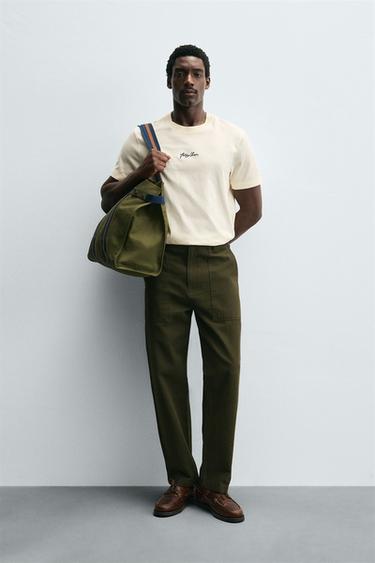 EMBROIDERED SLOGAN T-SHIRT - Cream by Zara - Image 0