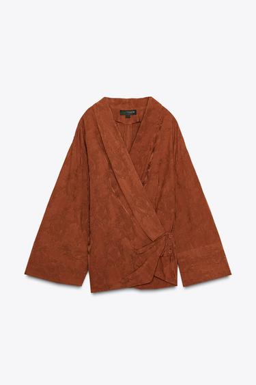 KIMONO JACQUARD ZW COLLECTION - Rouge orangé de Zara - Image 5
