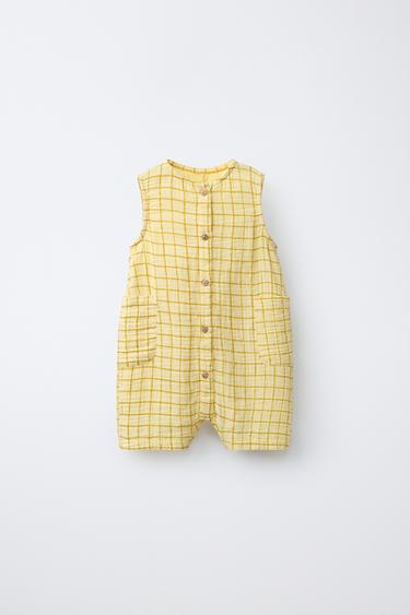 Zara PLAID ROMPER - Yellow - Image 0