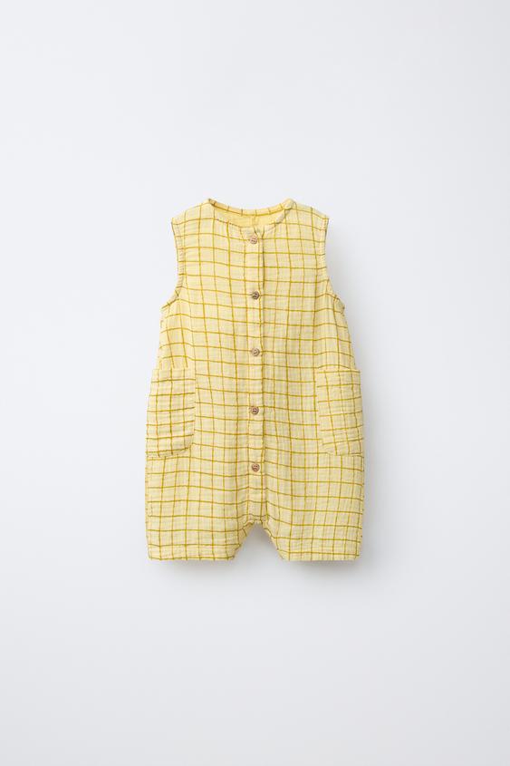PELELE CORTO CUADROS - Amarillo de Zara - Imagen 0