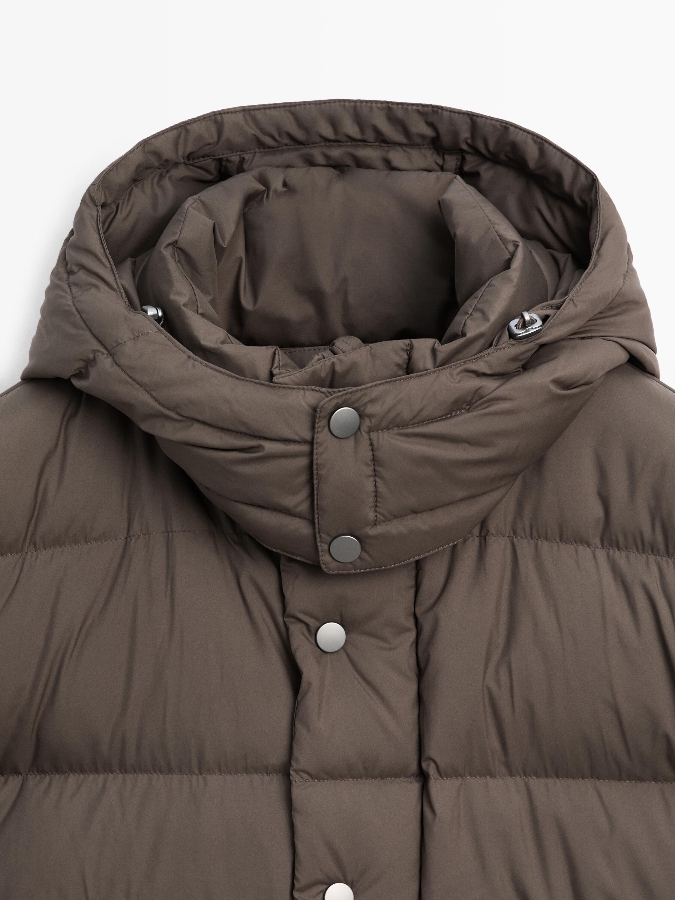 Water-repellent hooded puffer jacket