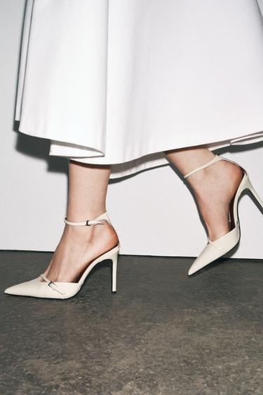 PATENT-EFFECT SHOES WITH STRAP - Ecru White by Zara