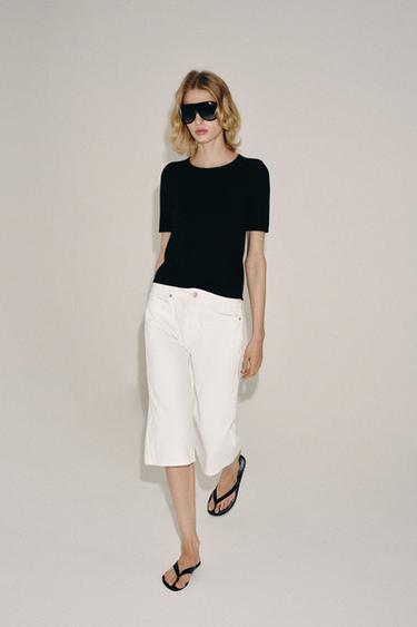 SHORT SLEEVE KNIT TOP - Black by Zara