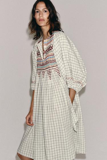 ZW COLLECTION LINEN BLEND MIDI DRESS - Multicoloured by Zara