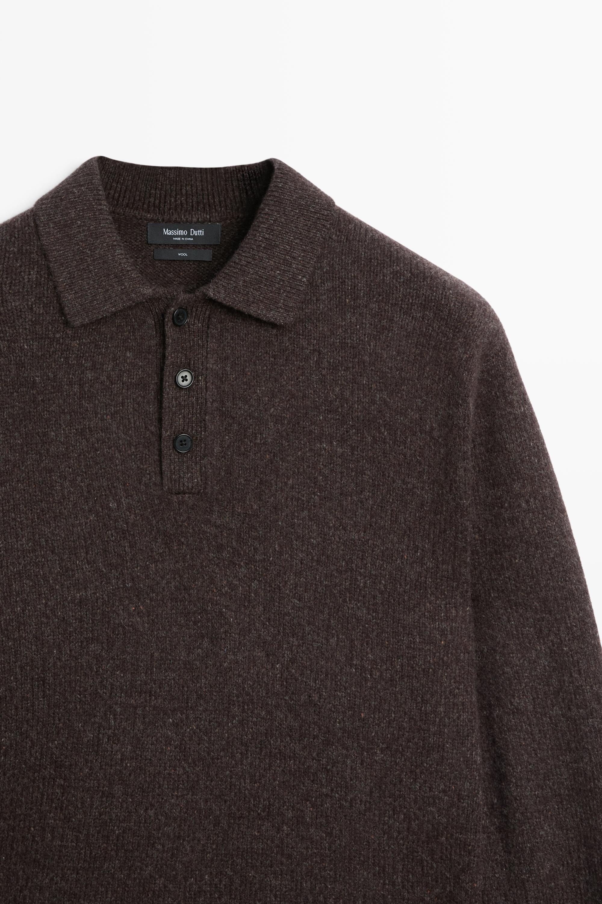 100% Wool Buttoned Polo Sweater