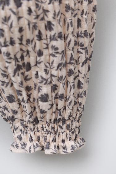 PANTALON TEXTURÉ À FLEURS - Écru de Zara - Image 3