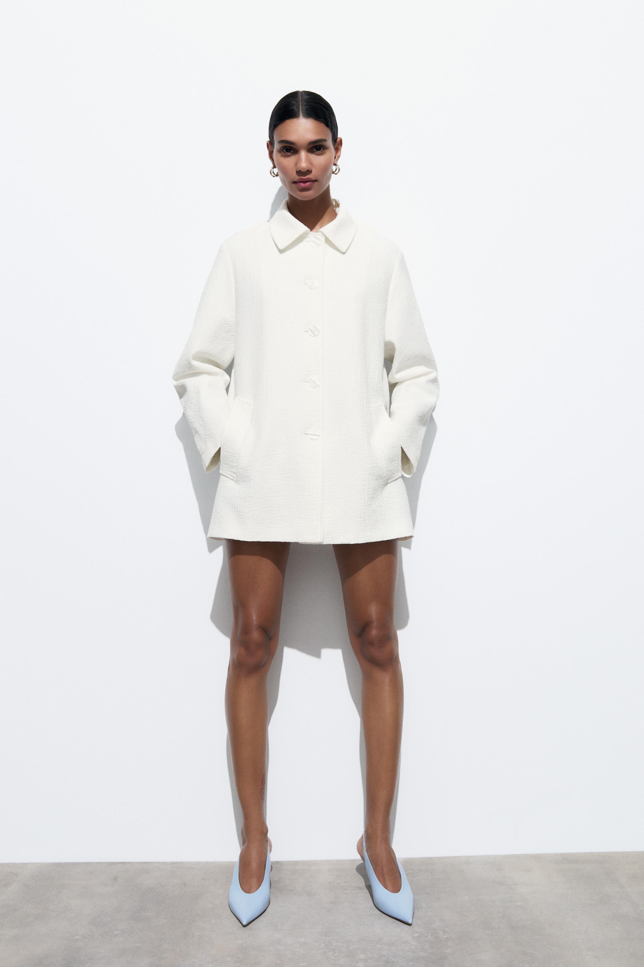 Zara white store wool coat