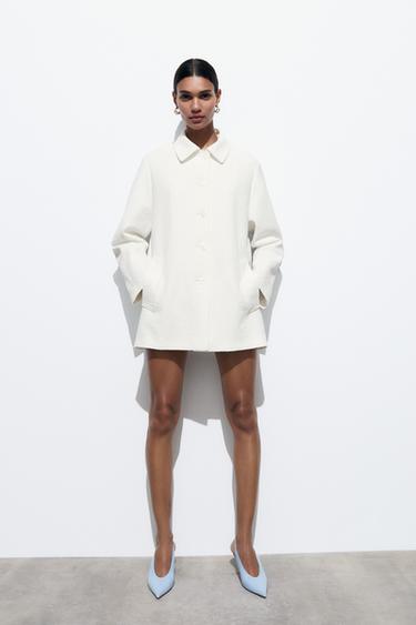 ПАЛЬТО ИЗ РЕЛЬЕФНОЙ ТКАНИ — ЖЕЛТОВАТО-БЕЛЫЙ от Zara — изображение 0
