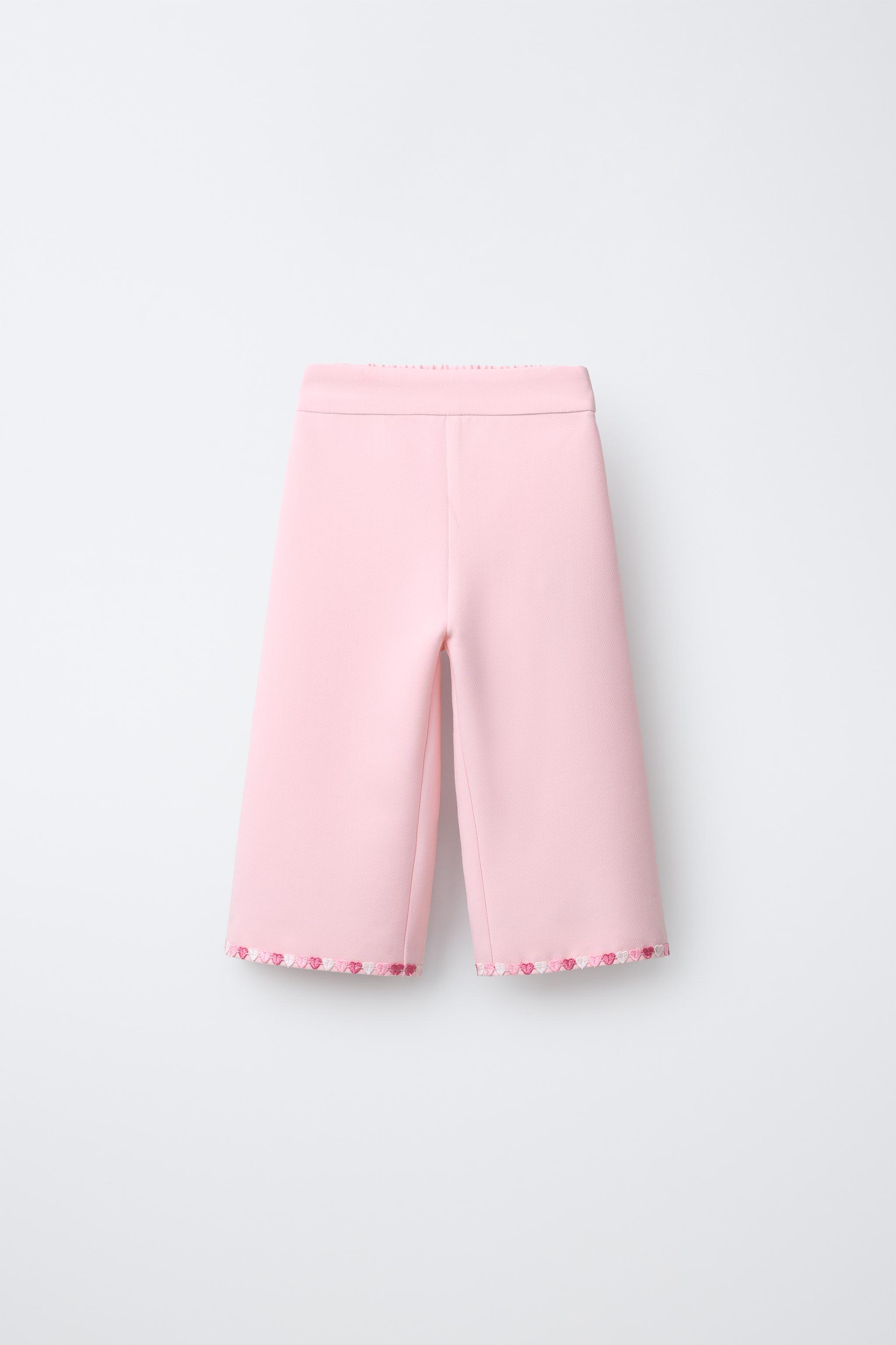 刺繍フラワーキュロットパンツ - ライトピンク | ZARA Japan / 日本