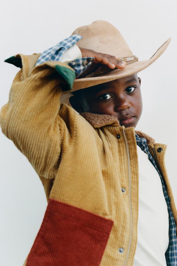 COLORBLOCK CORDUROY JACKET WITH FAUX SHEARLING - Mustard by Zara - Image 0