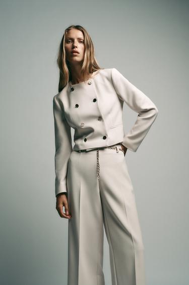 VESTE COURTE CROISÉE - Écru de Zara - Image 5
