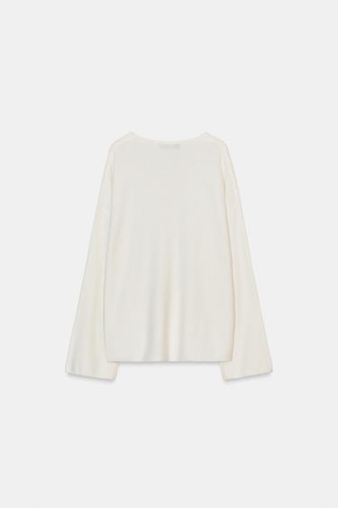 PULL EN MAILLE À DÉCOLLETÉ ARRONDIE - Écru de Zara - Image 5
