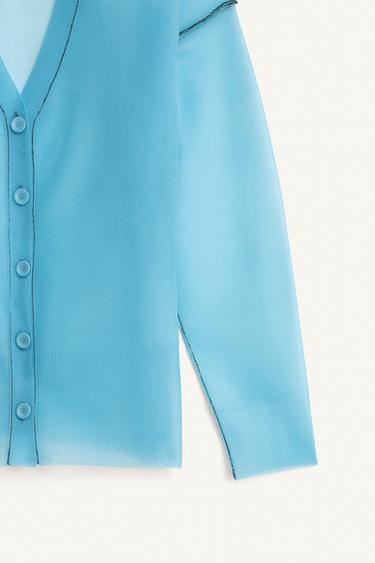 LIMITED EDITION SEMI-SHEER CARDIGAN - Aquamarine by Zara - Image 8