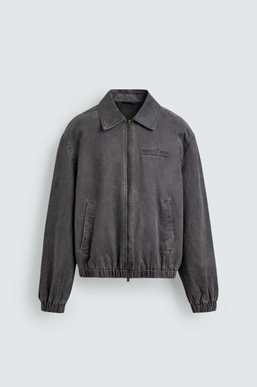 Zara 水洗人造麂皮夾克 - 淺灰色