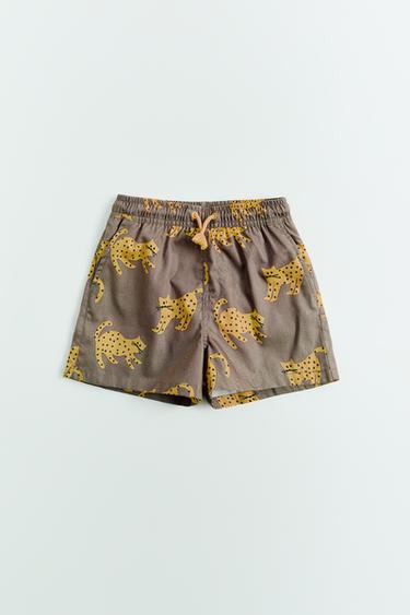 Zara 2-6 YEARS/ KITTEN PRINT SWIM SHORTS - Brown