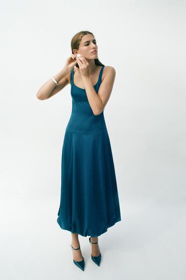 BALLOON MIDI DRESS - Duck green by Zara - Image 7