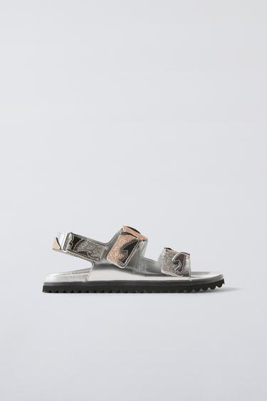 METALLIC SANDALS - Silver by Zara