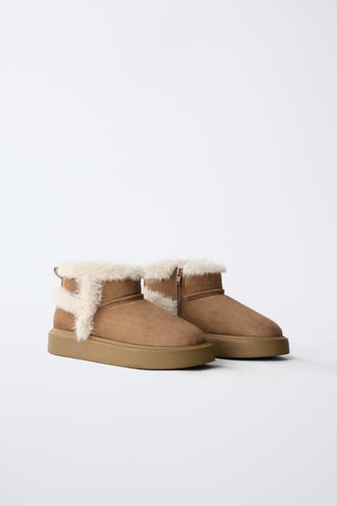 БОТИНКИ С ИСКУССТВЕННЫМ МЕХОМ — КОРИЧНЕВЫЙ от Zara