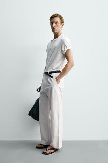 PANTALON COUPE LARGE À PLIS - Blanc de Zara - Image 3