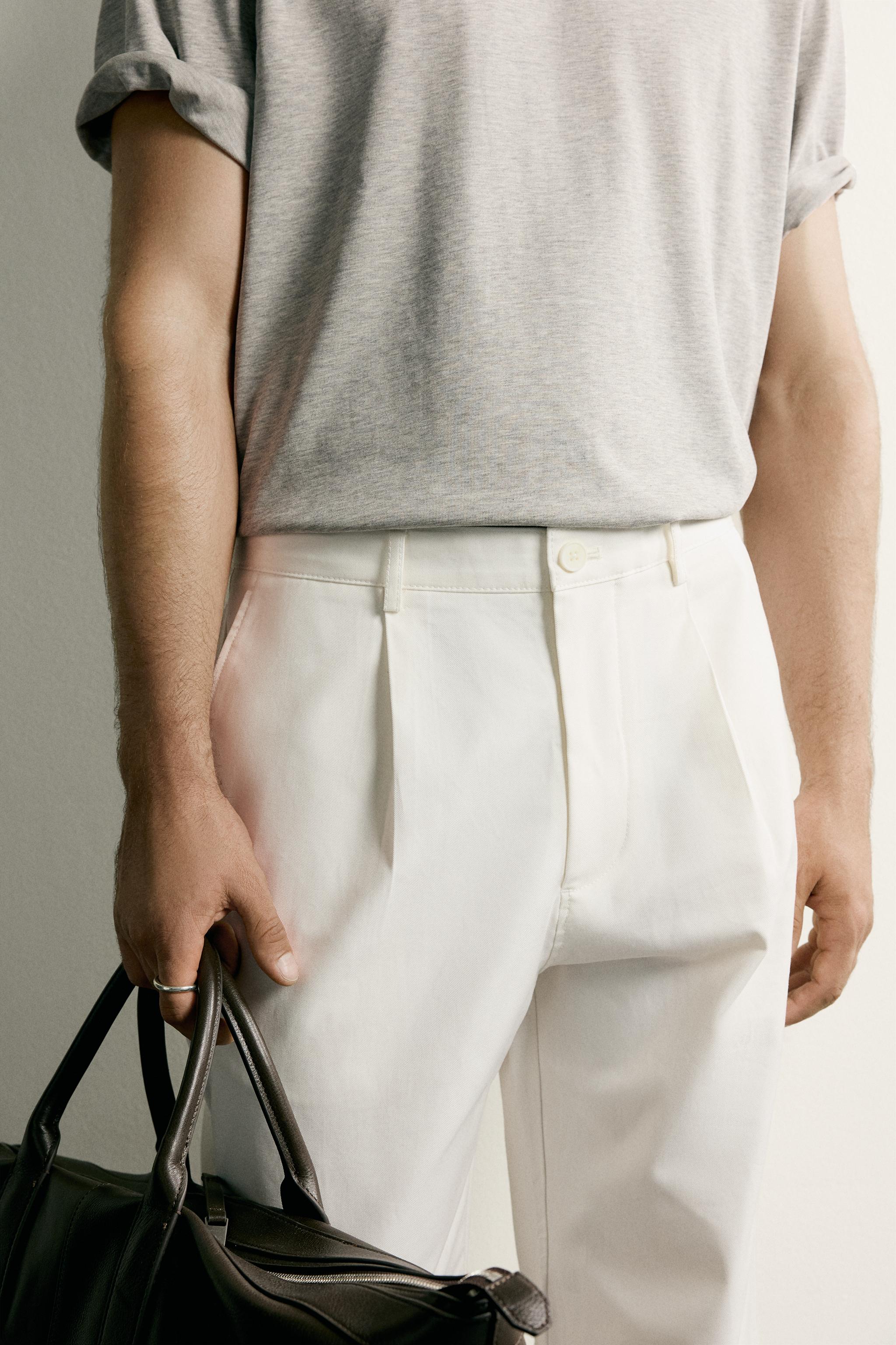 Zara PİLİLİ STRAIGHT FIT PANTOLON görsel 5