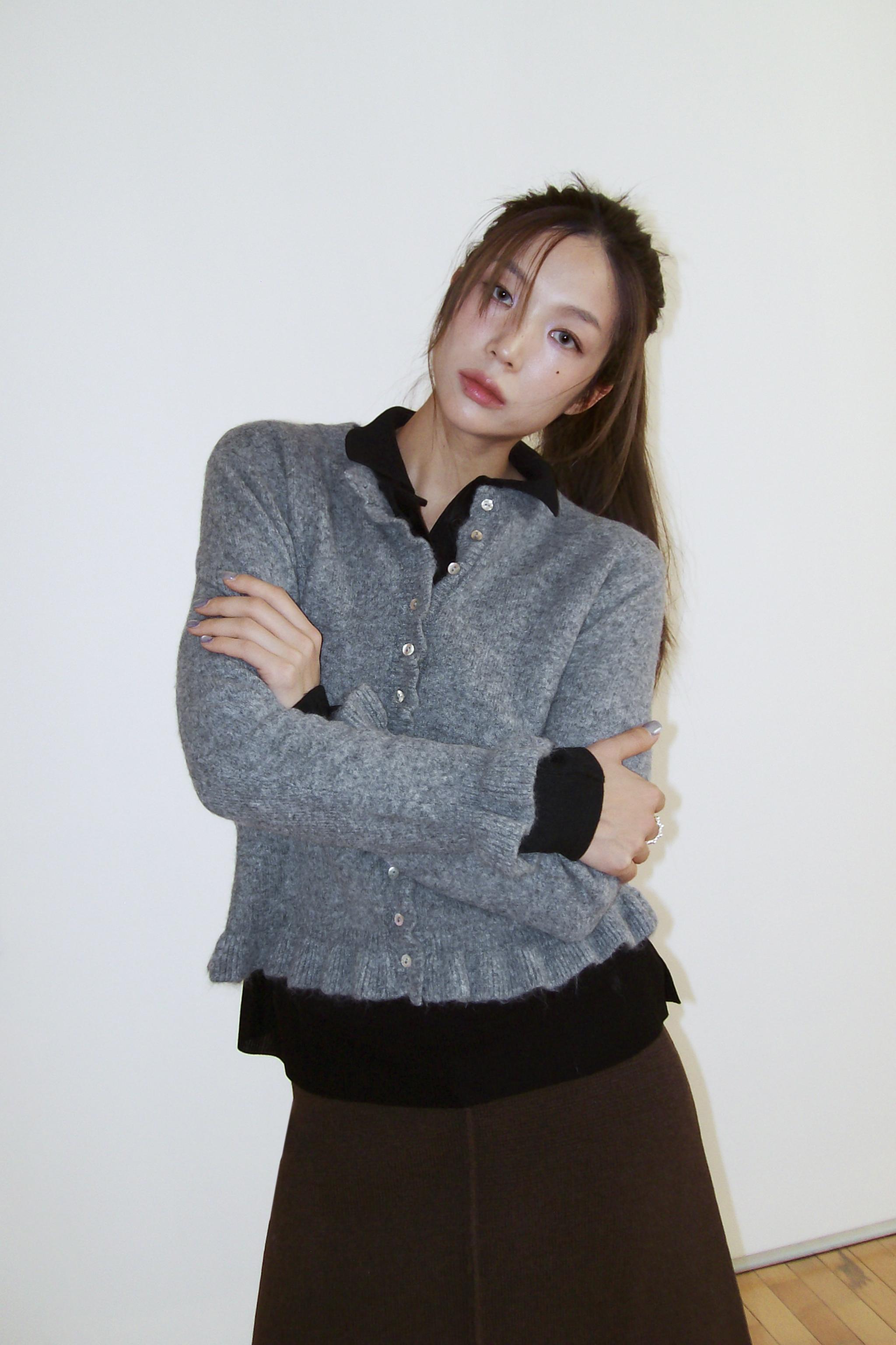 zara フリル カーディガン グレー - メルカリ