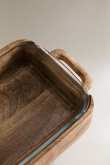 GLASS AND MANGO WOOD OVEN SERVING DISH - Light beige by Zara - Image 2