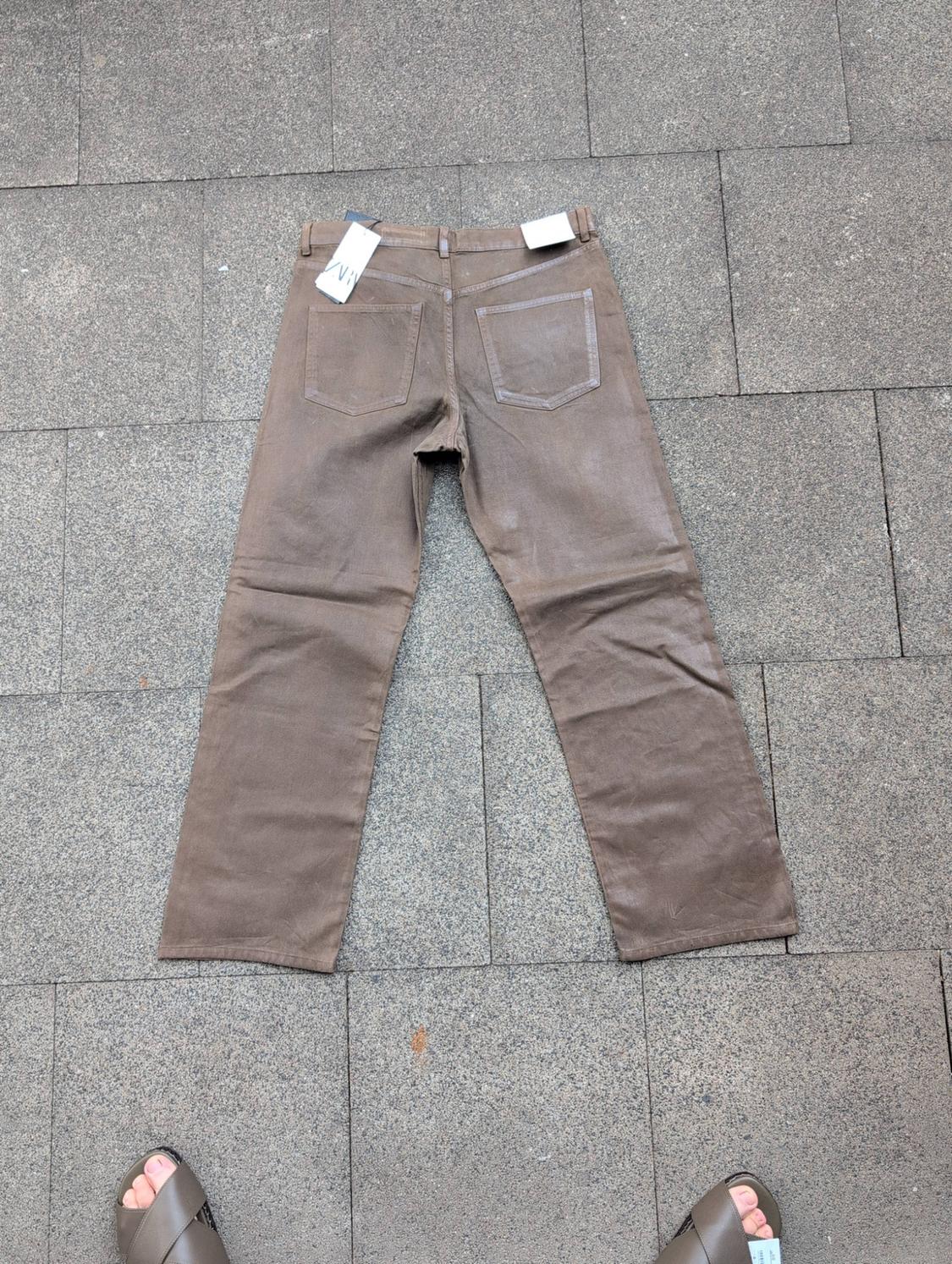 ZW COLLECTION RELAXED MID-WAIST WAXED JEANS - Image 2