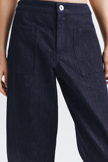 ZW COLLECTION DENIM TROUSERS WITH POCKETS - Blue by Zara - Image 3
