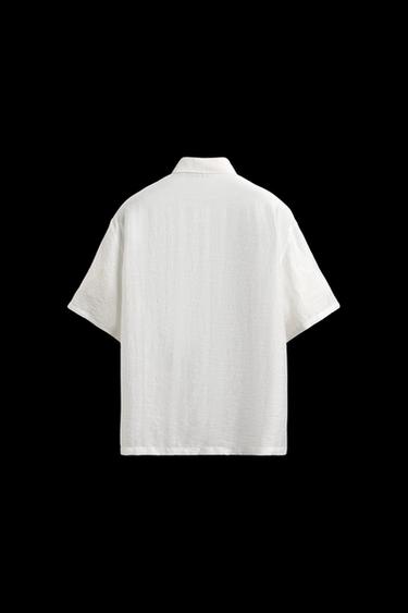 Zara IRREGULAR JACQUARD SHIRT - Oyster-white