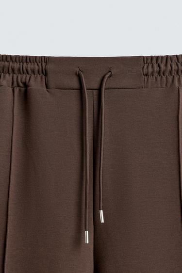 LABEL INTERLOCK TROUSERS - Chocolate de Zara - Image 9