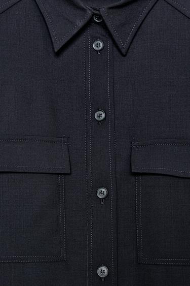 100% WOOL SHIRT ZW COLLECTION - Dark navy by Zara - Image 6